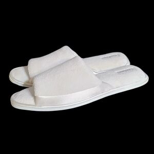 NWOT Dearfoams White Plush Spa Slippers Size XL 9.5-10.5